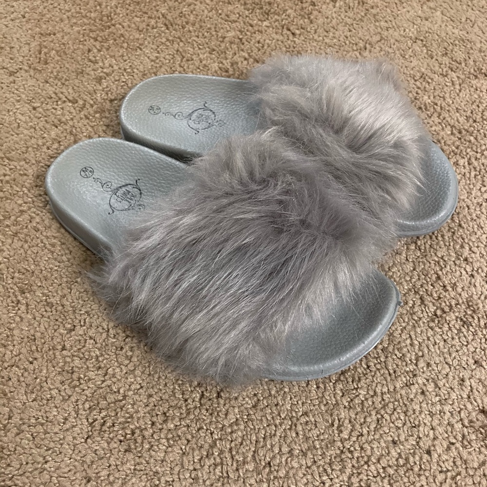 Grey slides with fur